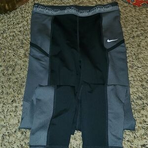 Nike Pro Black and Gray Leggings